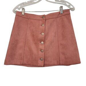 Forever 21 Mini Skirt Womens Sz‎ 28 Super Soft  Faux Suede Pink Buttons